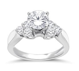 Brilliant-Cut Lab Grown 1 1/2ctw. Diamond with Trilogy Diamond Accents Engagement Ring in 14k White Gold